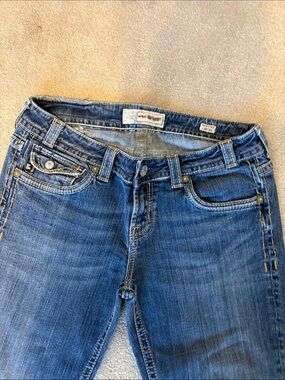 MEK Women's Dark Blue Bootcut Jeans with Contrast Stitching